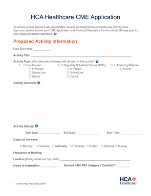 HCA Healthcare CME Application 2024 General By HCA Healthcare