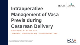 Intraoperative Management of Vasa Previa during Cesarean Delivery