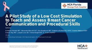 A Pilot Study of a Low Cost Simulation to Teach and Assess Breast Cancer Communication and Procedural Skills